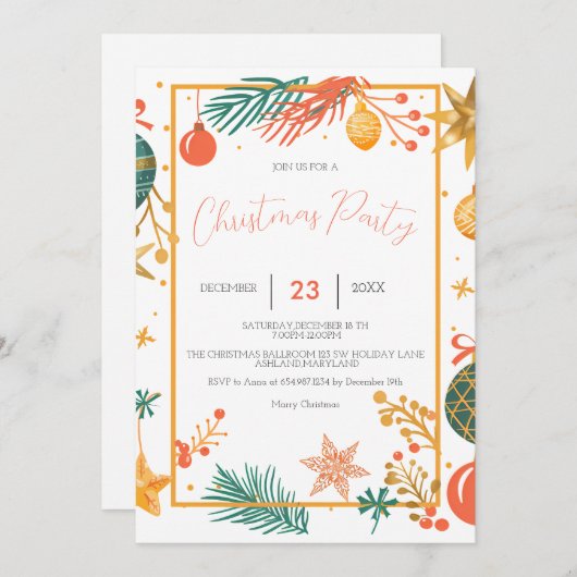 レトロクリスマスオーナメント会社クリスマス セーブザデート (正面/裏面)