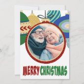 レトロクリスマスオーナメント写真テンプレートフラットカード シーズンカード (正面)