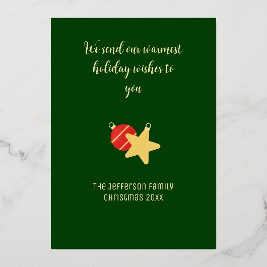 レトロクリスマスオーナメント写真 箔シーズンカード (裏面)