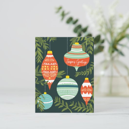 レトロクリスマスオーナメント季節のごあいさつカード (スタンド正面)