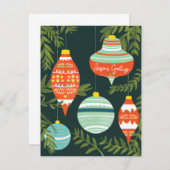 レトロクリスマスオーナメント季節のごあいさつカード (正面/裏面)