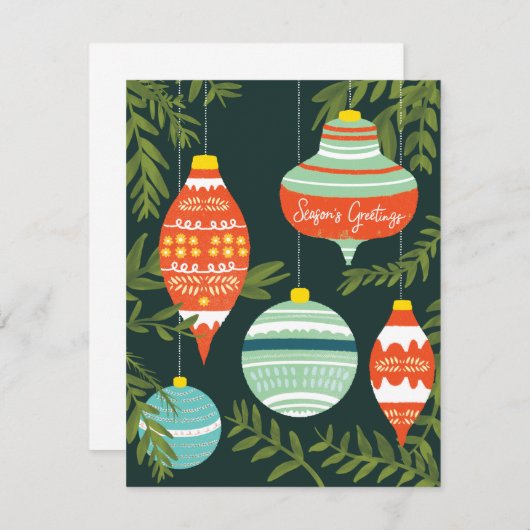 レトロクリスマスオーナメント季節のごあいさつカード (正面/裏面)