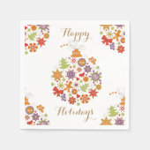 レトロクリスマスオーナメント紙ナプキンズ スタンダードカクテルナプキン (正面)