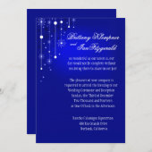 レトロクリスマスオーナメント結婚金属青 招待状 (正面/裏面)