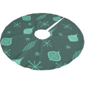 レトロクリスマスオーナメント緑 ブラッシュドポリエステルツリースカート (アングル)