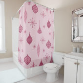 レトロクリスマスオーナメント赤 シャワーカーテン (インサイチュ)
