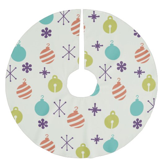 レトロクリスマスオーナメント雪 ブラッシュドポリエステルツリースカート (正面)