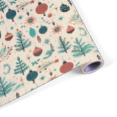 レトロクリスマスオーナメント |木のパターン ラッピングペーパー