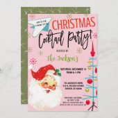 レトロクリスマスカクテルパーティの招待状 招待状 (正面/裏面)