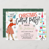 レトロクリスマスカクテルパーティの招待状 招待状 (正面/裏面)