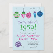 レトロクリスマスカクテルパーティーヴィンテージ休日 招待状 (正面)