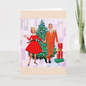 レトロクリスマスカップルのアートグリーティングカード シーズンカード (正面)