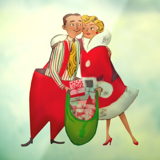 レトロクリスマスカップル窓の貼り ウィンドウサイン (シート3)