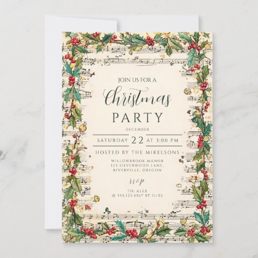 レトロクリスマスカロラーズホリデイ 招待状 (正面)