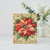 レトロクリスマスカードポインセチア紙 (スタンド正面)