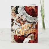 レトロクリスマスカードヴィンテージメリークリスマス 箔シーズンカード (正面)