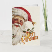 レトロクリスマスカードヴィンテージメリークリスマス 箔シーズンカード (正面)