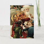 レトロクリスマスカードヴィンテージメリークリスマス 箔シーズンカード (正面)