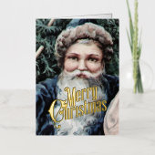 レトロクリスマスカードヴィンテージメリークリスマス 箔シーズンカード (正面)