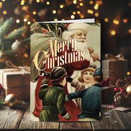 レトロクリスマスカードヴィンテージメリークリスマス 箔シーズンカード