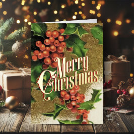 レトロクリスマスカードヴィンテージメリークリスマス 箔シーズンカード