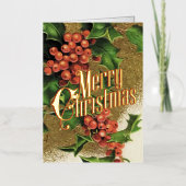 レトロクリスマスカードヴィンテージメリークリスマス 箔シーズンカード (正面)