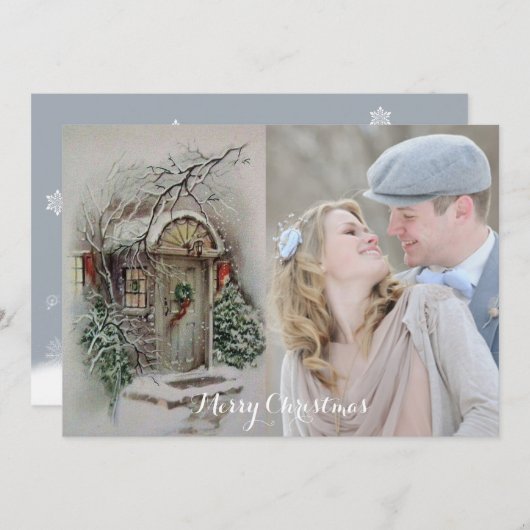 レトロクリスマスカード写真の追加 シーズンカード (正面/裏面)