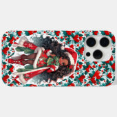 レトロクリスマスガールと雪の赤いハート Case-Mate iPhoneケース (裏面 (横))