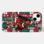 レトロクリスマスガール&トナカイ Case-Mate iPhoneケース (裏面 (横))