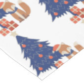 レトロクリスマスキツネイラストレーションブルーレッド テーブルクロス (アングル)