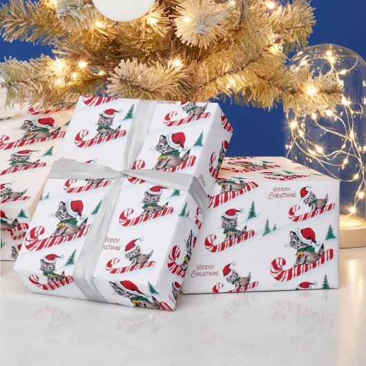 レトロクリスマスキャッツパーティー ラッピングペーパー (クリスマス)