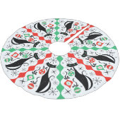 レトロクリスマスキャットストライプツリースカート ブラッシュドポリエステルツリースカート (アングル)