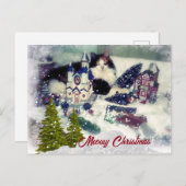 レトロクリスマスキャット/猫好きホリデイ ポストカード (正面/裏面)
