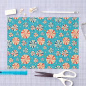 レトロクリスマスキャンディーケーンブルー 薄葉紙 (クラフト)