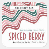 レトロクリスマスキャンドル包装レッドグリーンGroovy スクエアシール (正面)