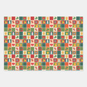 レトロクリスマスギフトラッピング紙- 3枚 ラッピングペーパーシート (正面3)