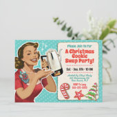 レトロクリスマスクッキースワップパーティの招待状 招待状 (スタンド正面)