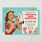 レトロクリスマスクッキースワップパーティの招待状 招待状 (正面/裏面)