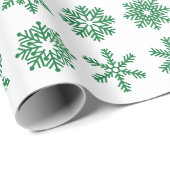 レトロクリスマスグリーンスノーフレークヴィンテージ ラッピングペーパー (ロールコーナー)