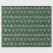 レトロクリスマスグリーンスノーフレークヴィンテージ ラッピングペーパー (フラット)