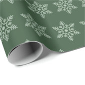 レトロクリスマスグリーンスノーフレークヴィンテージ ラッピングペーパー (ロールコーナー)