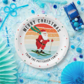 レトロクリスマスサンセットスキーサンタパーソナライズされた ペーパープレート (パーティー)