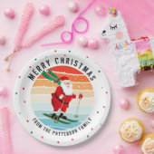 レトロクリスマスサンセットスキーサンタパーソナライズされた ペーパープレート (パーティー)