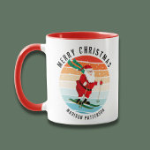 レトロクリスマスサンセットスキーサンタパーソナライズされた マグカップ