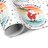 レトロクリスマスサンセットスキーサンタパーソナライズされたS ラッピングペーパー (ロールコーナー)