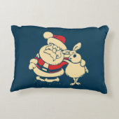 レトロクリスマスサンタとトナカイ仲間 アクセントクッション (裏面)