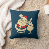 レトロクリスマスサンタとトナカイ仲間 クッション (ブランケット)
