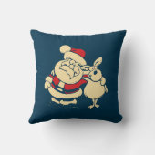 レトロクリスマスサンタとトナカイ仲間 クッション (裏面)