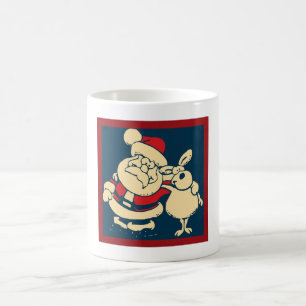 レトロクリスマスサンタとトナカイ仲間 コーヒーマグカップ