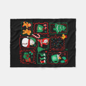 レトロクリスマスサンタクロースココアクリスマスツリー雪まん フリースブランケット (正面(横))